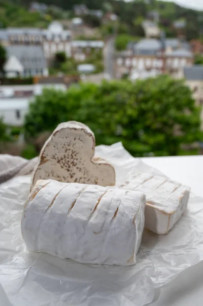 French Heartshaped Neufchatel Cow Cheese Close Neufchtel Bray Normandy France — Stok fotoğraf
