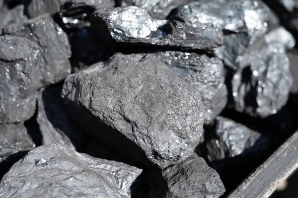 Старомодне Неекологічне Опалення Чорне Кам Яне Вугілля Використання Зоні Завантаження — стокове фото