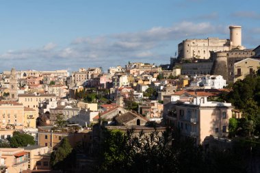 Walking in historical town Gaeta, summer vacation destination on Tyrrhenien sea with sandy beaches and old houses, Italy
