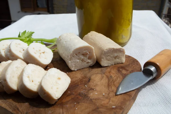 Artisan Homemade Organic White Goat Cheese Small Goat Farm Italy — Stok fotoğraf
