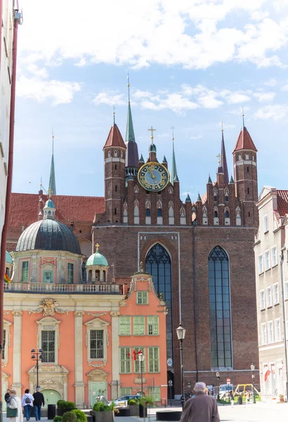 Coloridas Fachadas Edificios Parte Central Antigua Ciudad Gdansk Polonia Día — Foto de Stock
