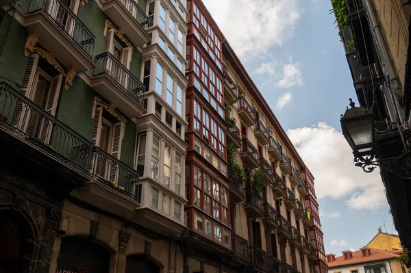 Blick Auf Häuser Und Straßen Der Altstadt Von Bilbao Baskenland — Stockfoto