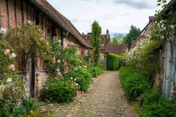 Touristenziel Eines Der Schönsten Französischen Dörfer Gerberoy Kleines Historisches Dorf — Stockfoto