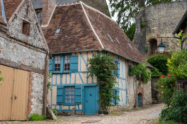 Miejscowość Turystyczna Jedna Najpiękniejszych Francuskich Wiosek Gerberoy Mała Historyczna Wioska — Zdjęcie stockowe