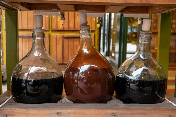 Big Bottles White Red Wine Austrian Vinegar Made Local Grapes — Photo