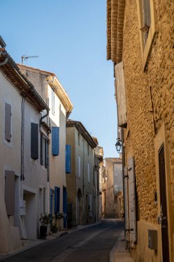 VIew on medieval buildings in sunny day, vacation destination, famous wine making village Chateauneuf-du-pape in Provence, France