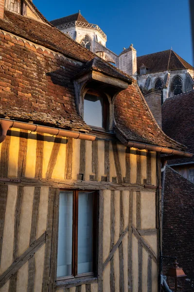 View Old Streets Houses Auxerre Medieval City River Yonne North — Stockfoto