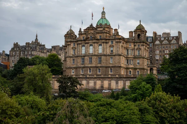 View Princes Street Old Town Castle Edinburgh City View Houses — Fotografia de Stock