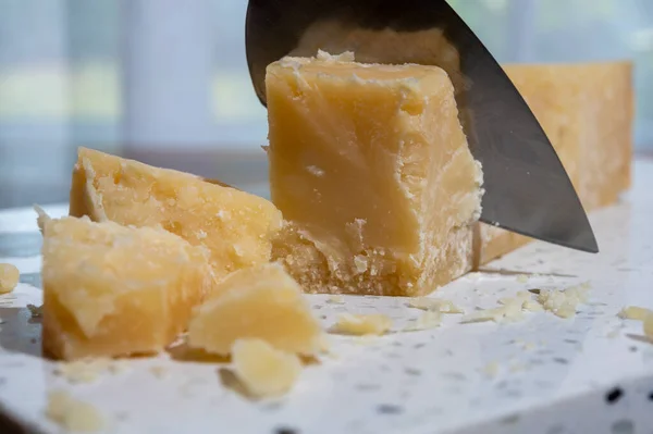 Italian Cheese Collection Piece Old Matured Grana Padana Cheese Made — ストック写真