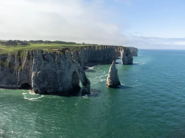 Aerial Panoramautsikt Över Krita Klippor Atlanten Och Porte Aval Valv — Stockfoto