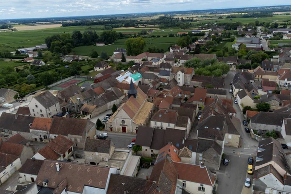 Aerial View Green Vineyards Puligny Montrachet Village Production High Quality — Stok fotoğraf