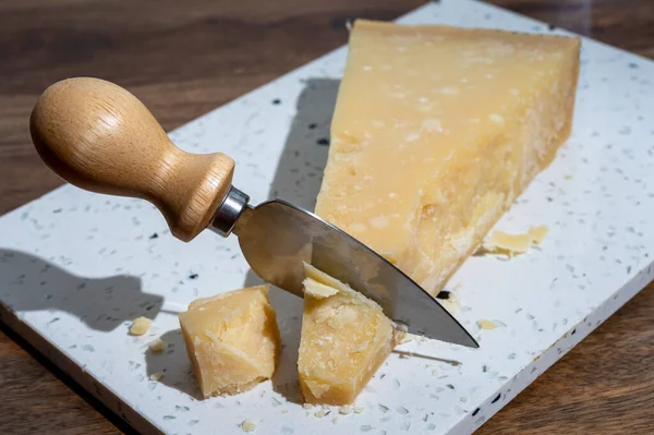 Italian Cheese Collection Piece Old Matured Grana Padana Cheese Made — Photo