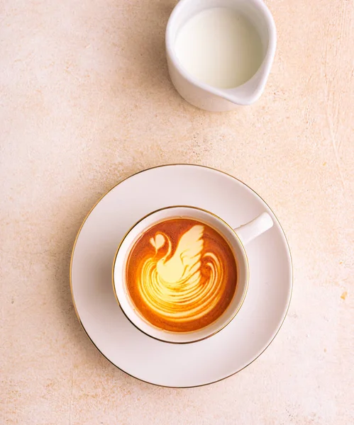 Simple Latte Art Forme Cygne — Photo