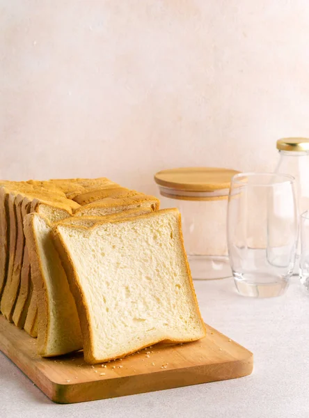 Stack Slice Bread Isolated Bright Background Negative Space — Zdjęcie stockowe