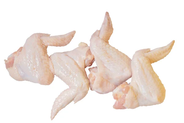 Rauwe Kippenvleugels Geïsoleerd Witte Achtergrond Met Knippad — Stockfoto