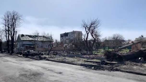 Bucha Kyiv Ucrania 2022 Irpin Bucha Dmitrivka Atrocidades Del Ejército — Vídeos de Stock