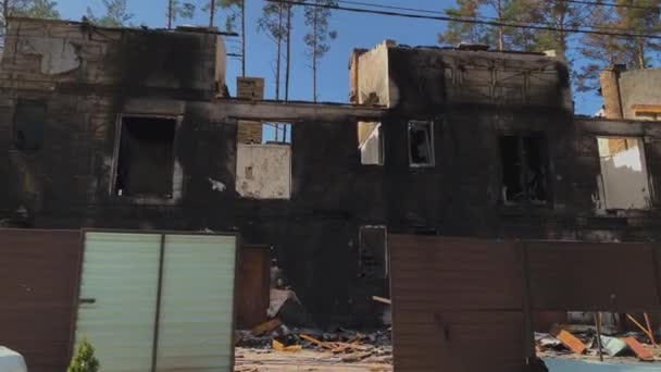 Borodyanka Kyiv Ukraine 2022 Atrocities Russian Army Suburbs Kyiv Houses — стокове відео