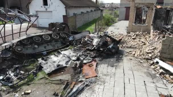 Hostomel Kyjev Ukrajina 2022 Ruští Obyvatelé Zničili Soukromé Domy Městě — Stock video