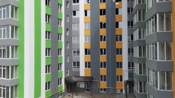 Hostomel Kyiv Ukraine 2022 Russian Invaders Destroyed Multi Storey Residential — Wideo stockowe