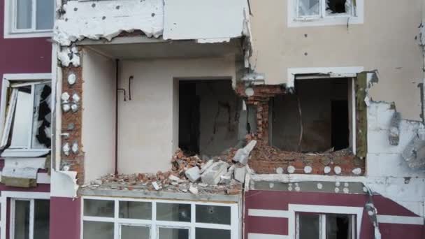 Hostomel Kyiv Ukraine 2022 Russian Invaders Destroyed Multi Storey Residential — ストック動画