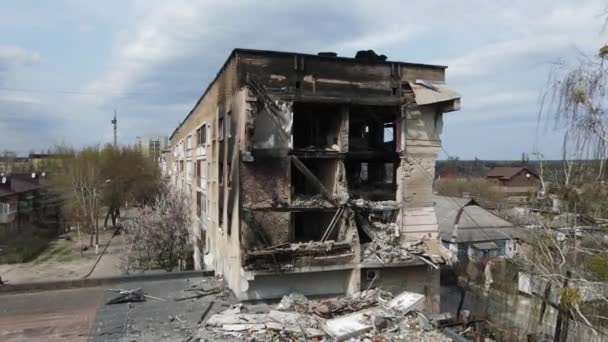 Hostomel Κίεβο Ουκρανία 2022 Ρώσοι Εισβολείς Κατέστρεψαν Μια Πολυώροφη Κατοικημένη — Αρχείο Βίντεο