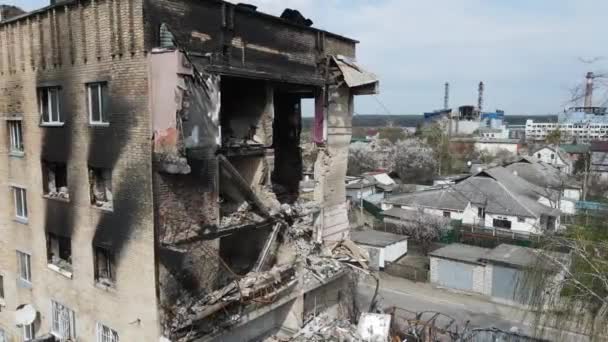 Hostomel Kiev Ucrania 2022 Invasores Rusos Destruyeron Una Zona Residencial — Vídeo de stock