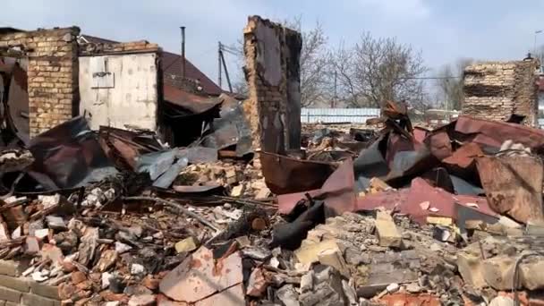 Hostomel Kiev Ukraine 2022 Des Occupants Russes Détruisent Des Maisons — Video