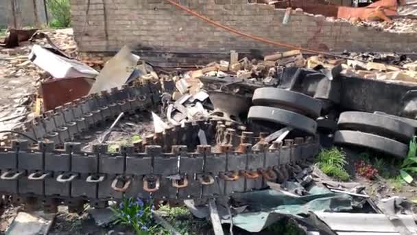 Hostomel Kyiv Ukraine 2022 Russian Occupants Destroyed Private Houses City — Stockvideo