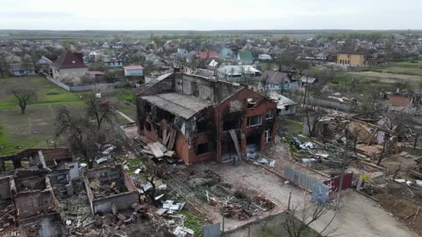 Chernihiv Ukraine 2022 Russian Occupants Destroyed Private Houses City Chernihiv — 图库视频影像