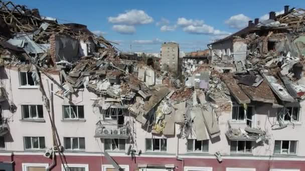 Chernihiv Ukrajina 2022 Válka Ukrajině Hotel Zničen Ruskými Vojáky Městě — Stock video