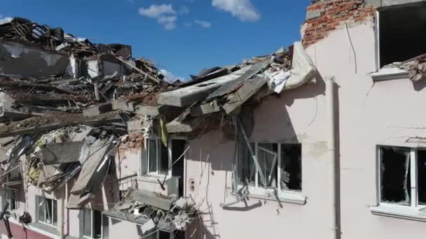 Chernihiv Ukraina 2022 Perang Ukraina Hotel Dihancurkan Oleh Pasukan Rusia — Stok Video