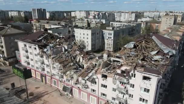 Chernihiv Ukraine 2022 War Ukraine 在切尔尼赫夫市被俄罗斯军队摧毁的旅馆 — 图库视频影像