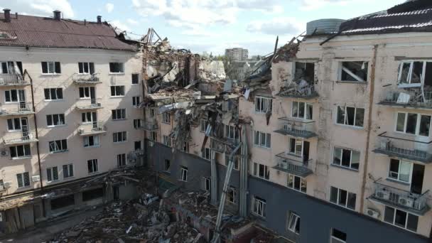 Chernihiv Ucrania 2022 Guerra Ucrania Hotel Destruido Por Tropas Rusas — Vídeo de stock
