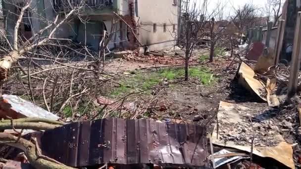 Chernihiv Ukraine 2022 Russian Occupants Destroyed Private Houses City Chernihiv — стокове відео