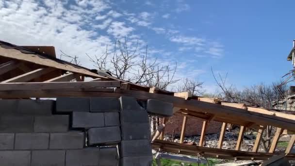 Chernihiv Ukraine 2022 Russian Occupants Destroyed Private Houses City Chernihiv — Video Stock