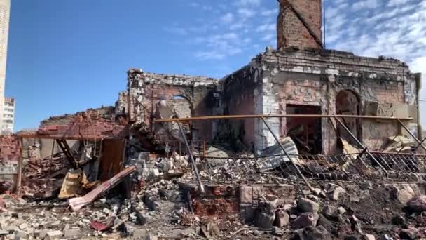 Chernihiv Ucrania 2022 Los Ocupantes Rusos Destruyeron Casas Privadas Ciudad — Vídeo de stock