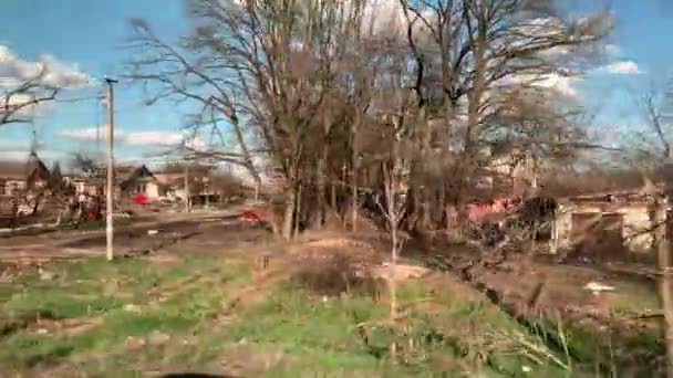 Chernihiv Ukraine 2022 Russian Occupiers Destroyed Private Houses City Chernihiv — Stockvideo