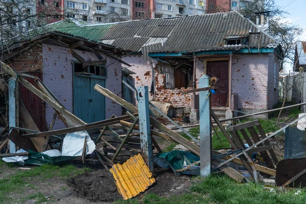 Chernihiv Ukraine 2022 Russian Occupants Destroyed Private Houses City Chernihiv — стоковое фото