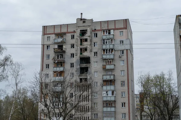 Chernihiv Ukraine 2022 Russian Occupants Destroyed Private Houses City Chernihiv — стоковое фото