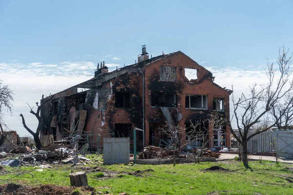 Chernihiv Ukraine 2022 Russian Occupants Destroyed Private Houses City Chernihiv 免版税图库照片