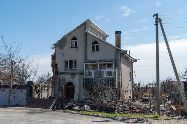 Chernihiv Ukraine 2022 Russian Occupants Destroyed Private Houses City Chernihiv Лицензионные Стоковые Изображения