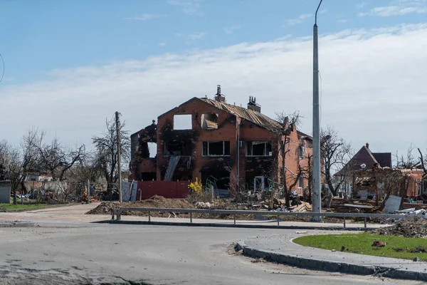 Chernihiv Ukraine 2022 Russian Occupants Destroyed Private Houses City Chernihiv Стоковое Фото