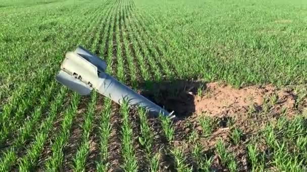 Chernihiv Ukraine 2022 Russian Rocket Fell Field Chernihiv Did Explode — Video Stock