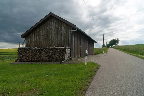 Jalan Asphalt Menuju Desa Bavaria Jerman — Stok Foto