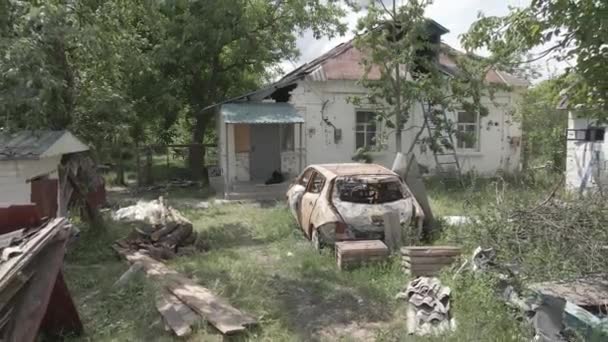 Kopylv Kiev Ukraina 2022 Privata Hus Efter Ett Flyganfall Ryska — Stockvideo