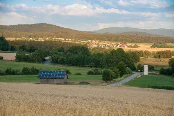 Paneles Solares Techo Una Casa Privada — Foto de Stock