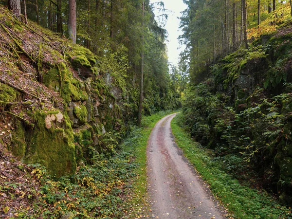 Landstraße Wald Zwischen Felsen — Stockfoto