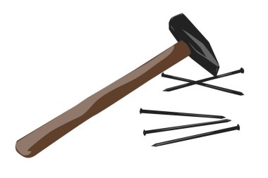 Çekiç simgesi. düz tasarım illüstrasyon.