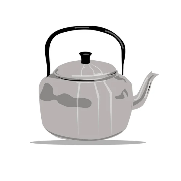 Çaydanlık Ile Çaydanlık Kullanıcı Saplı Eski Çay Demliğinin Vektör Çizimi — Stok fotoğraf