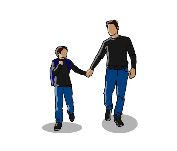 Businessmen Shaking Hands Father Son Backpack Illustration — 스톡 사진